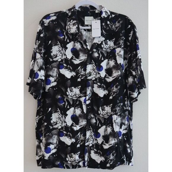 Paul Smith Men's Sz M Blue Gents Dotted Floral Print S/S Button-Up Shirt $175 - Picture 2 of 6